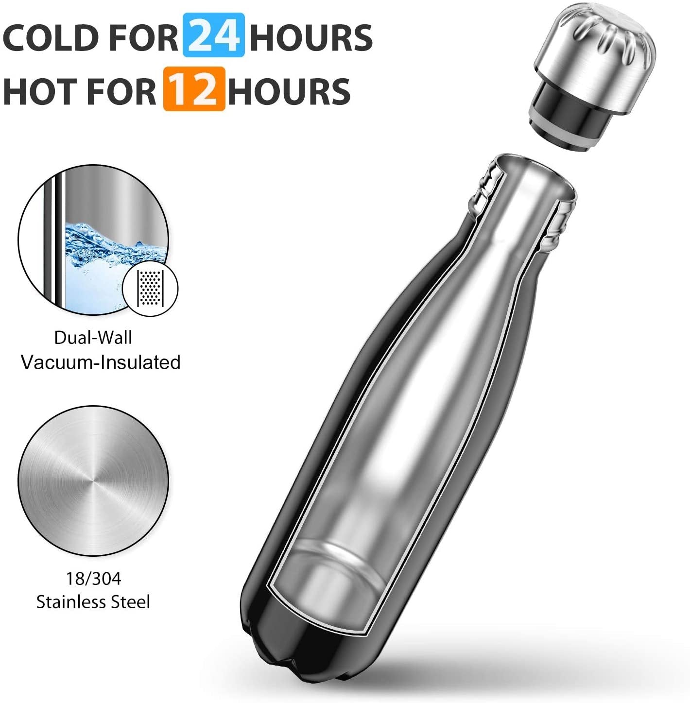 Botella de Agua de Acero Inoxidable / Stainless Steel Water Bottle / 17oz